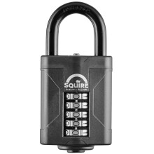 Squire Combination Padlock CP60 – 60mm 5-Wheel Combination Padlock (Black) – Re-Codable Push Button Lock – Ideal for Site Lockers