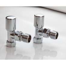 Greened House Malmo Chrome Angled Towel Rail Valves 1/2" -15mm | On/Off