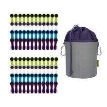 bellaCott Clothes Pegs with Spiral Spring Soft Grip Blue Green White Purple Anthracite and 1 bellaCott Clothes Peg Bag Made of Canvas Grey