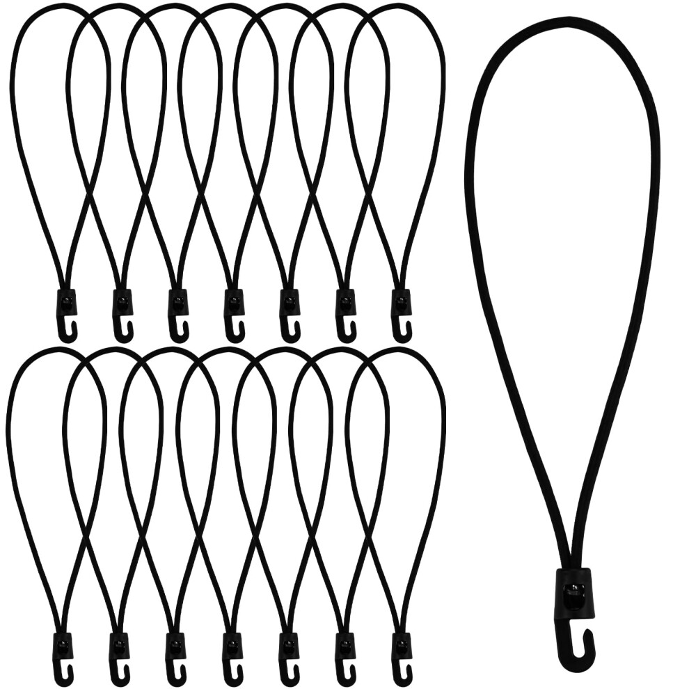 Wonkeken 15-Piece Bungee Cords With Hooks - 25Cm/9.8In Multi-Purpose Rubber Tarp Straps For Tarps, Tents, Pool Covers, Camping Trailer Nets 5051226652837