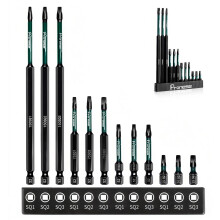 Pronese 12Pcs Square Screwdriver Bits, 25mm/50mm/75mm/150mm, S2 Steel 1/4”Hex Shank Magnetic Square Head Impact Drill Bits