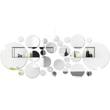 32 Pcs Round Mirror Wall Stickers - Self Adhesive 3D Acrylic Circle Decal for Living Room, Kitchen, Bedroom and Office Decor Art