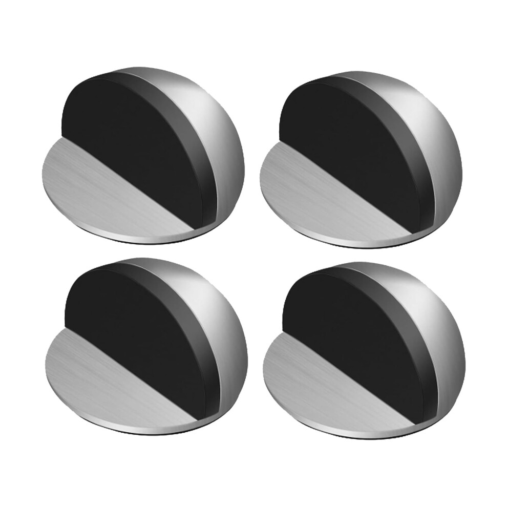 4 Pcs Self Adhesive Door Stops, Floor Door Stoppers Floor Mounted, Stainless Steel Rubber Buffer Door Stopper Wall Protectors 5051226655753