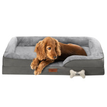 Fur & Bone Large Dog Bed (88 x 64 x 20 cm) - Dog Bed with Soft Cushion, Orthopedic Dog Beds, Removable Plush Velvet Cover, Waterproof Layer
