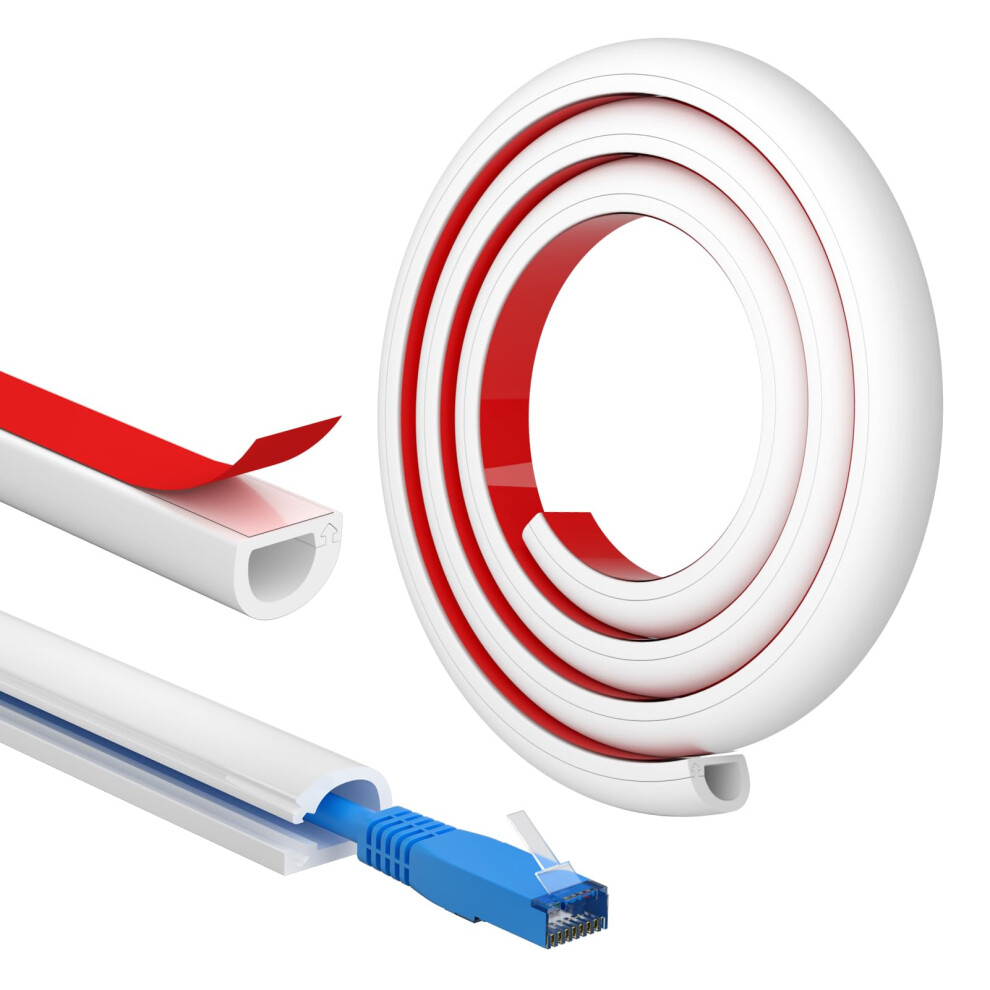 Fixchord Mini Cable Trunking, Self-Adhesive Cable Cover, Cable Management Trunking, Hide Wires On Walls, Flame Retardant, Paintable 5051226648335