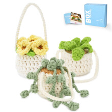 CROCHET BOX Beginner Kit - 3 PCS Hanging Potted Plant Set for Adults and Teens With Step-by-Step Video Tutorials, Instructions - Birthday Gift