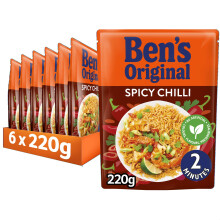 BEN'S ORIGINAL Spicy Chilli Microwave Rice, Bulk Multipack 6 x 220g pouches