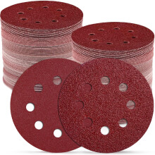 125mm Sanding Discs, 110Pcs Orbital Sander Discs(18 x 40/60/80/100/120,10 x 180/240 Mixed Grits),5 Inch 8 Hole Hook and Loop Sanding Discs for