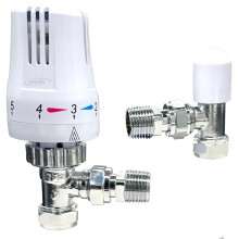 Reeds Thermostatic Radiator Valve TRV Pack – White/Chrome – Includes TRV & Lockshield – 10 Bar