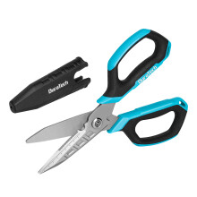 DURATECH 4-in-1 Multipurpose Scissors Heavy Duty, Stainless Steel Curved Serrated Sharp Shears for Fabric, Carpet, Leather, Cardboard, Gardening