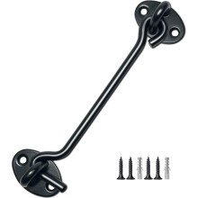 TOPYWMSP Hook and Eye Latch 1pcs 6 Inch Black Stainless Steel Cabin Hook for Door,Gate,Window(150mm)