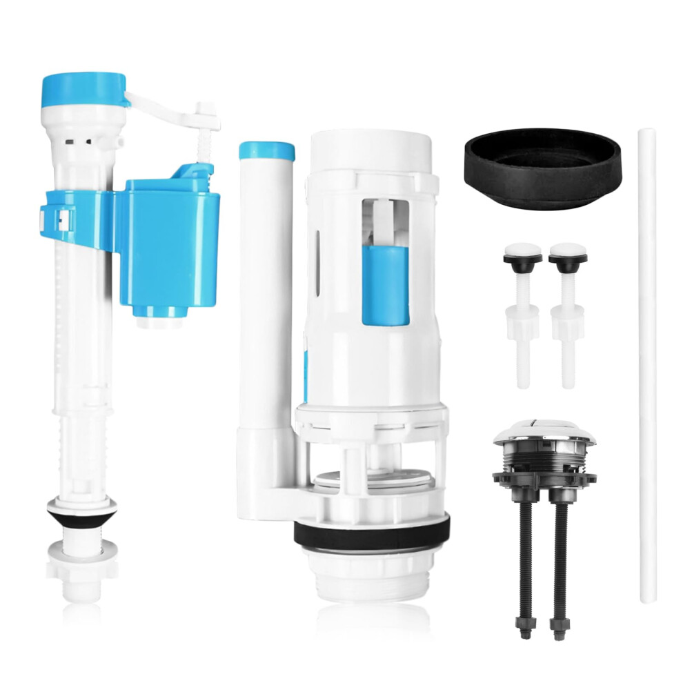 Toilet Flush System Replacement Kit Toilet Cistern Flush Parts Dual Flush Valve With Push Button Assembly Adjustable Height Cistern Replacement Valve 5051226652523