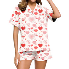 Silk Pajamas for Women 2Pcs Notch Collar Sleepwear-Beige XL