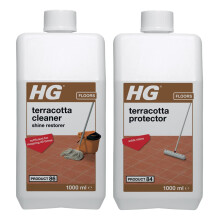HG Terracotta Clean & Shine, Cleaner for Natural Stone, Concentrated Cleaner with Scent - 1L + HG Terracotta Floor Protector