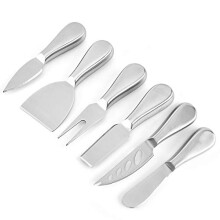 Clarmonde Premium Stainless Steel Cheese Tool Set - Cheese Knife Set - Cut, Spread All Your Favorite Cheeses (6 Silver Cheese Knife)
