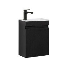Kometmöbel Cloakroom Vanity Unit With Wash Basin Bathroom Vanity 40cm Wall Hung (Black 40cm, Without Tap)