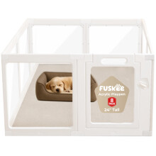 Clear Acrylic Dog Playpen – Escape-Proof Pet pen, Whelping, Rabbit Hutch, Hamster Cage & Dog Pen – Washable, Tool-Free Assembly, Secure Door