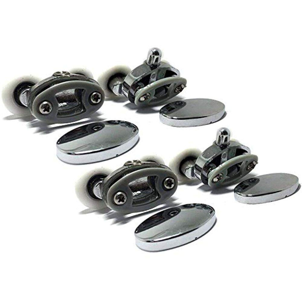 Smooth Set Of 4 New Oval Metal Alloy Double Wheel Shower Door Rollers 23Mm 5051226652929