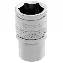 Draper 32562 1/4" Square Drive Polished Chrome Metric Socket, 10 mm Size , Blue