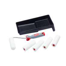 ProDec 7 Piece Foam 4 inch Mini Paint Rollers, Soft Grip Frame and Tray Set for a Smooth Finish with Gloss and Satin Paints on Skirting Boards
