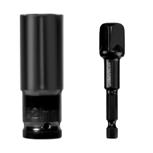 ColumPRO 1/2'' Impact Drive Socket Sets, 21mm 6-Point Impact Socket and 1/2'' Hex Shank Impact Adapter