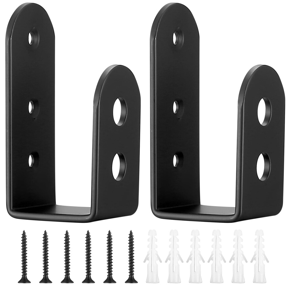 2 Pcs Door Barricade Brackets, Door Barricade Clamps U Brackets, U Shaped Bar Security Door Locks Brackets, For Home Barn Shed Garage Gate Door Reinf 5001581747068