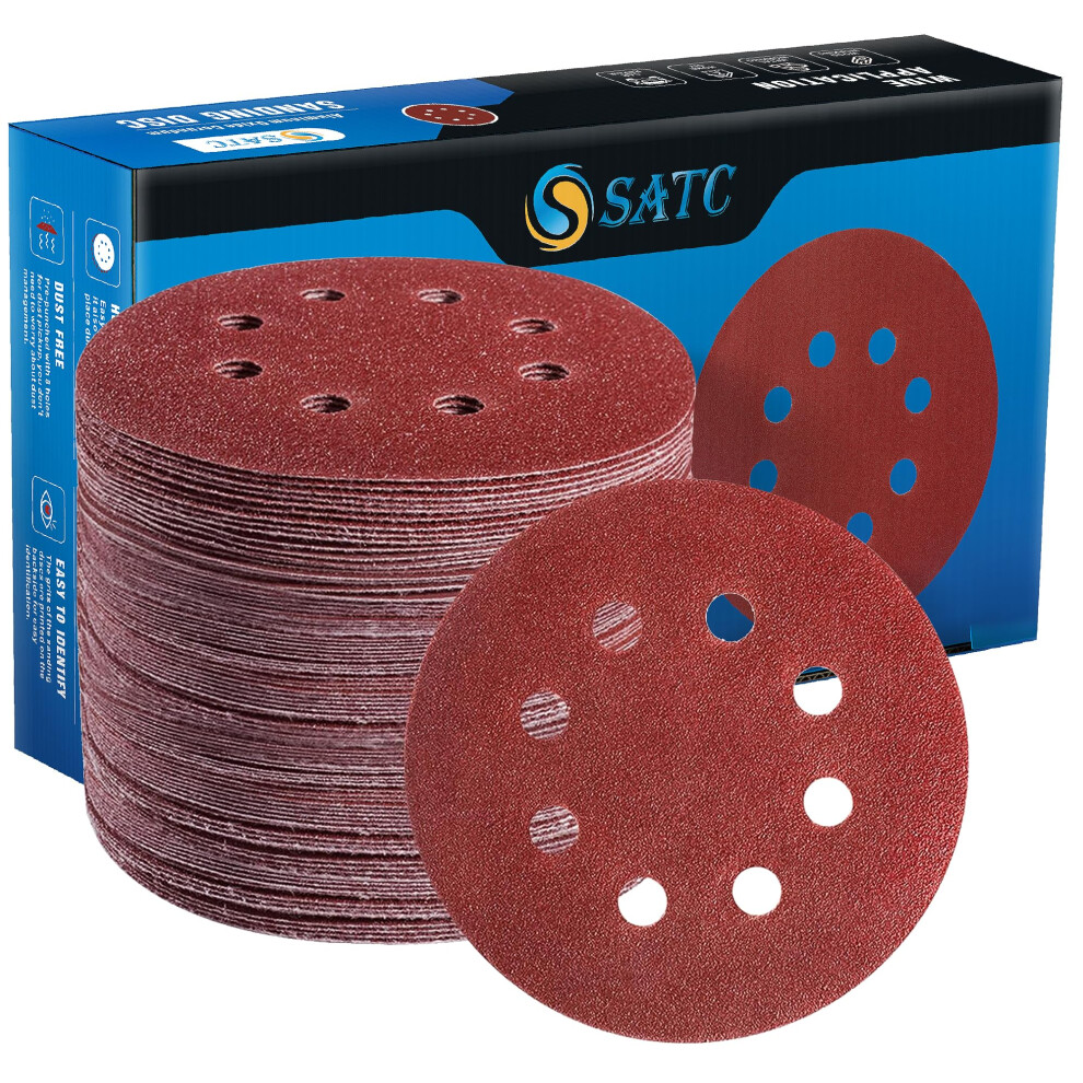 Satc 125Mm Sanding Discs 72Pcs Orbital Sander Discs Hook And Loop 125Mm Sanding Pads For Random Orbital Sander 5051226652905