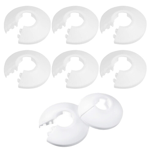 GRVICH 8 PCS Plastic Radiator Pipe Covers Pipe Collars White Radiator Pipe Collars, Radiator Pipe Covers White Pipe Covers