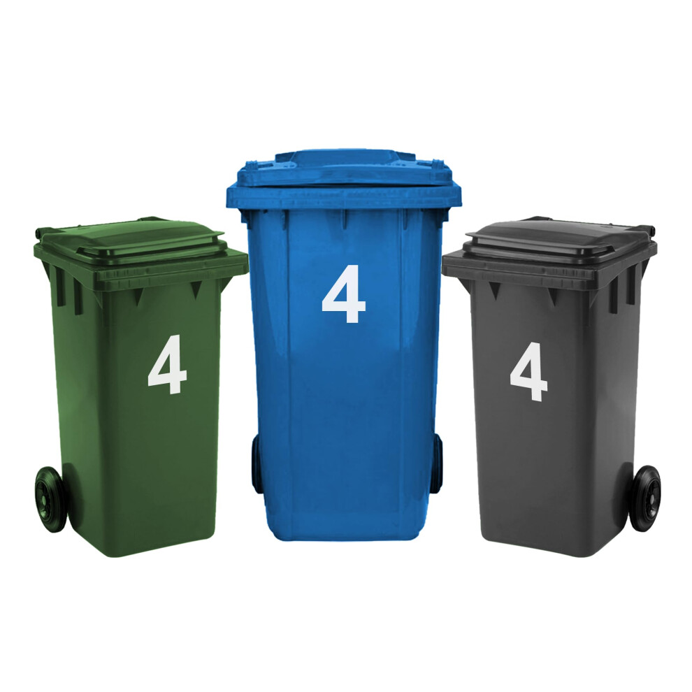 Rubigo 3 X Bin Numbers For Wheelie Bins, 0-99, Letters A-D, 17.5Cm Dustbin Stickers, Easy Application Stick On Number Stickers 5051226645136