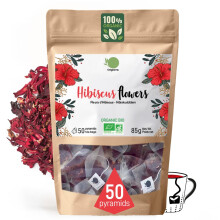 ORIGEENS 50 Hibiscus Tea Bags Premium Grade - Organic Dried Hibiscus Flower for Infusions, Iced Tea, Karkade | Draining Detox-Tea