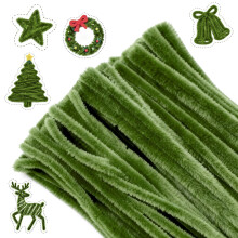G2PLUS Sage Green Pipe Cleaners for Craft, 200PCS Long Crafting Pipe Cleaners for Christmas Craft, 6mm Chenille Stem for DIY