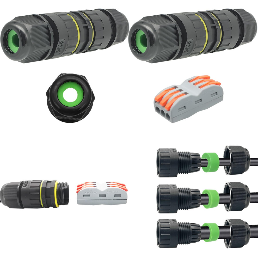 Ctricalver Waterproof Junction Box Outdoor Cable Connector New Ip68 Connector External Sleeve Coupler 5Mm-14Mm (Pack Of 2) 5051226656583
