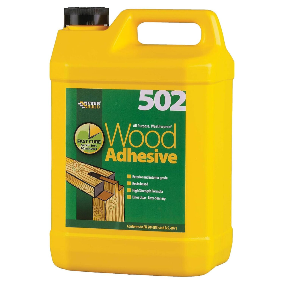 Everbuild 502 All Purpose Weatherproof Wood Adhesive – Suitable For Typical Wood Bonding Applications – 5 Litre