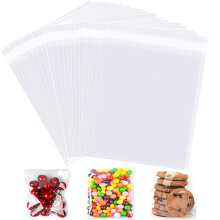 Self Seal Cellophane Bags 100 Pack,57 Inches Self Adhesive Cookie