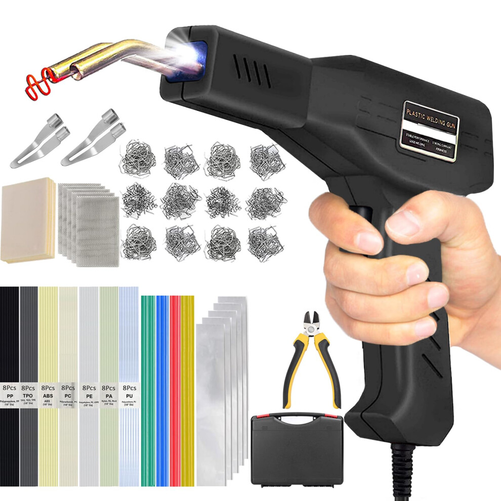 150W Plastic Welding Kit,Plastic Welder,2 In1 Plastic Welder Gun Soldering Kit,Hot Stapler Plastic Welding Car Bumper Repair Kit With 64Pcs Plastic 5051226656453