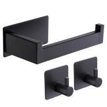 Aikzik Toilet Roll Holder Wall Mounted, Premium 304 Stainless Steel Toilet Paper Holder Self Adhesive and 2 Adhesive Hooks for Bathroom & Kitchen, St