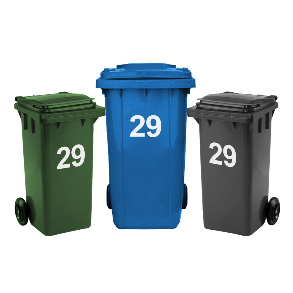Rubigo 3 X Bin Numbers For Wheelie Bins, 0-99, Letters A-D, 17.5Cm Dustbin Stickers, Easy Application Stick On Number Stickers 5051226649653