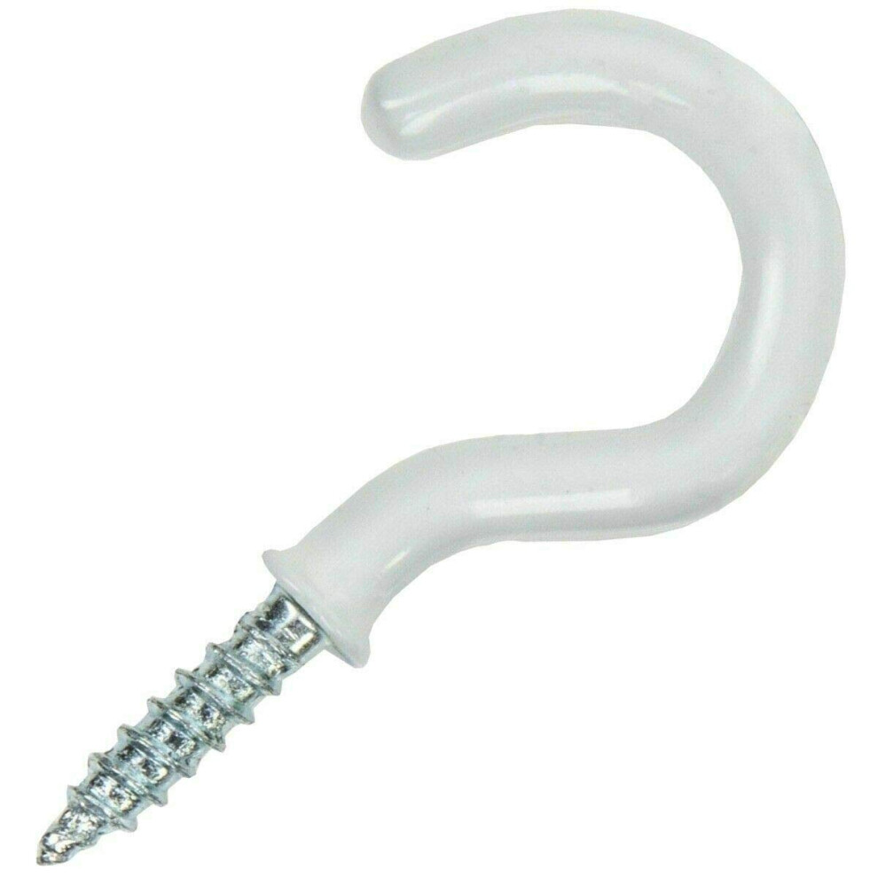 Merriway Bh00040 (25 Pcs) Plastic Coated Shouldered Mug Cup Hooks, White 25 Mm (1 Inch) - Pack Of 25 Pieces 5051226663109