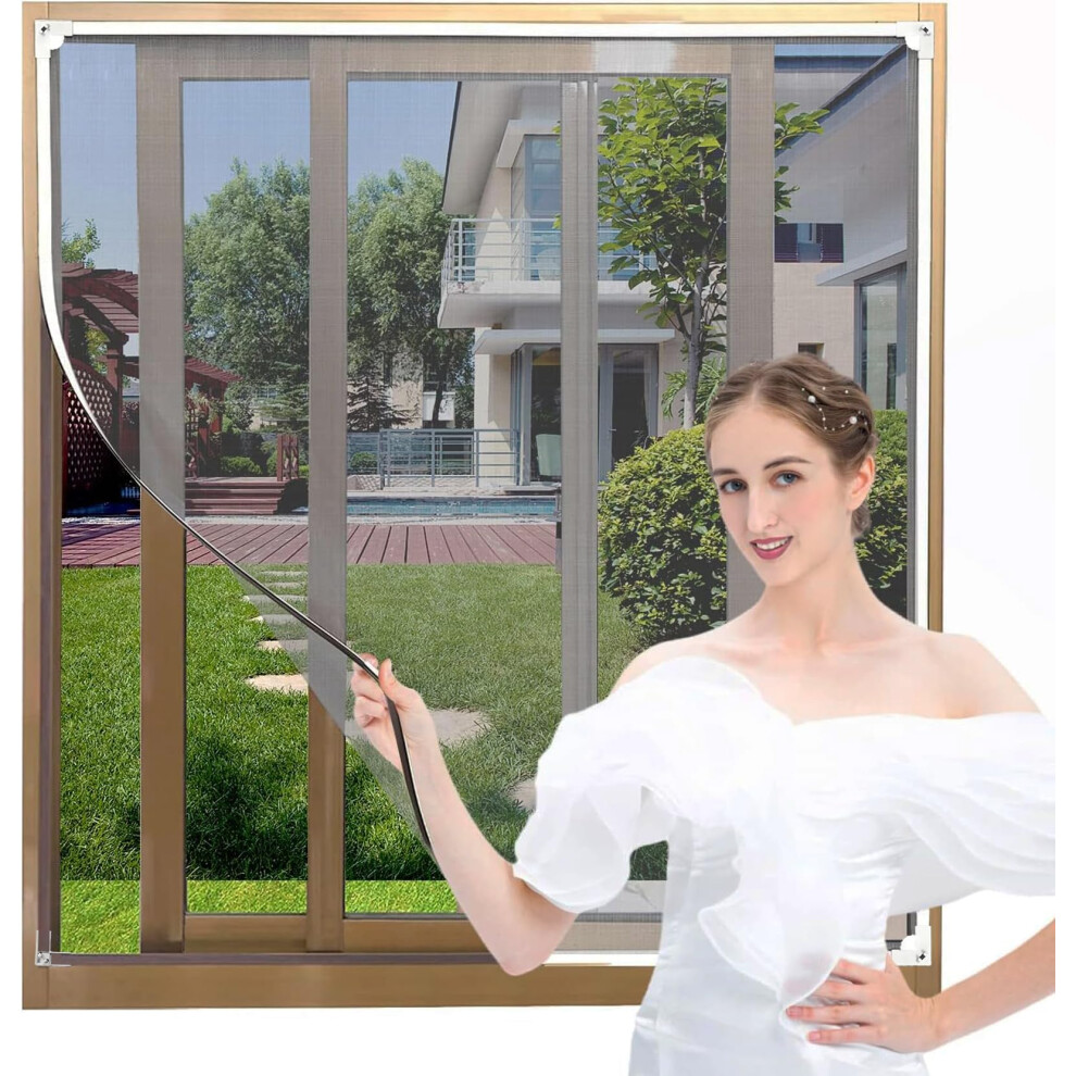 Amlooph Magnetic Window Fly Screens For Windows Nets To Keep Bugs Out, Up To 120X130cm Diy Fly Bug Mosquito Net Window Mesh Insect Screen For Windows 5051226654275