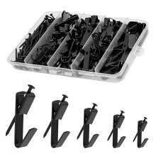 Ldzzuo 136Pcs Heavy Duty Picture Hooks for Frames, Picture Hanging Kit with Nails, Photo Hooks for Plastered Wood Walls Hardwall - Black