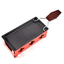 TAMUME Cheese Melter Portable Candlelight Raclette Metal Non-Stick Cheese Melting Pan (Red)