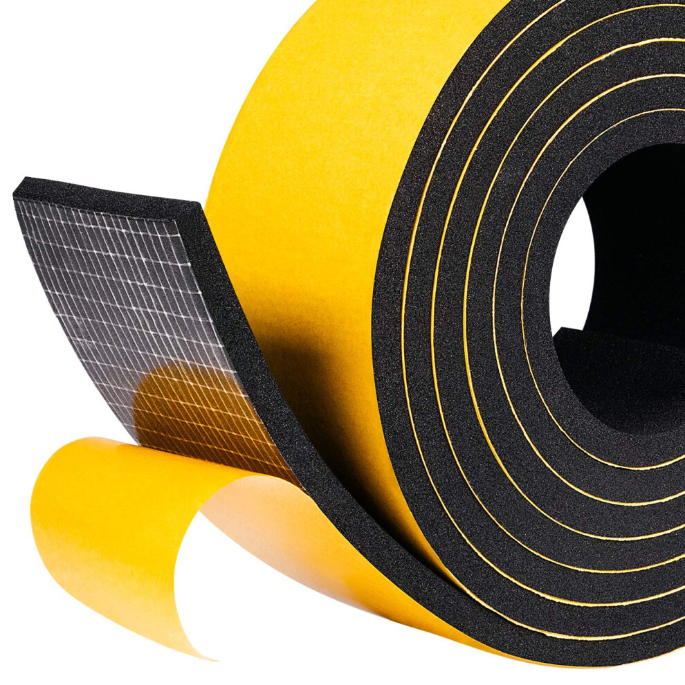 Fowong Self-Adhesive Foam Tape 4 M Long X 50 Mm Wide X 6 Mm Thick High Density Neoprene,Anti-Vibration,Anti-Collision Weather Stripping Gasket Seal 5051226653063