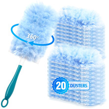 NEWE Dusters for Cleaning with 20 Refills for Flash, Dust Magnet with 1 Handle for Swiffer