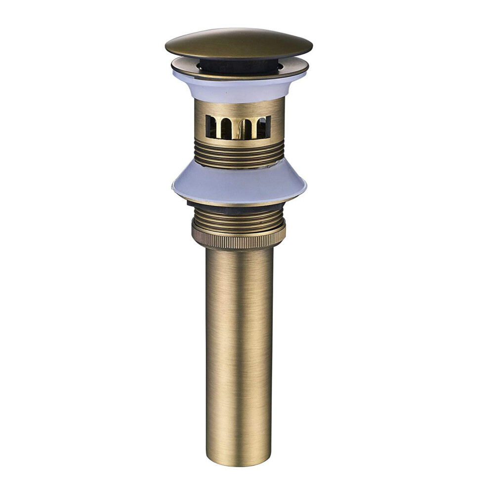 Rozin Antique Brass Finished Basin Sink Tap Push Pop Up Click Clack Waste Plug Drain Stopper With Overflow 5051226659805