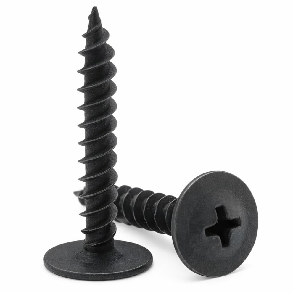 4.2Mm X 16Mm Keple Wafer Head Self Tapping Screw, Black Phosphate, Modified Truss Head Wood Screws, Carbon Steel Fine Thread Phillips Drive 5051226657221