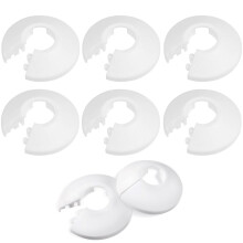 8 PCS White Radiator Pipe Cover Set, Plastic Pipe Collars for 17mm Diameter Pipes