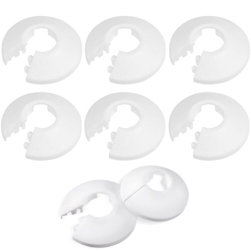 8 PCS White Radiator Pipe Cover Set, Plastic Pipe Collars for 17mm Diameter Pipes