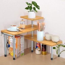 3 Tier Counter Corner Shelf Spice Racks Storage Organizer Kitchen Bathroom Table