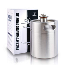 TMCraft 2 Litre Mini Growler Keg Portable Stainless Steel Beer Keg with Hexagonal Spiral Lid for Home Brewing, Crafting and Barrel Beer