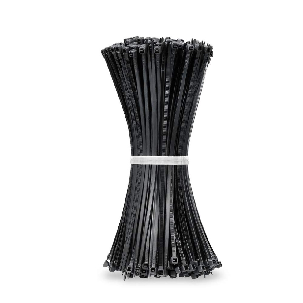Beshine Black Cable Ties, 200Mm X 3.6Mm, Pack Of 500, 8" Tie Wraps - Self Locking, Strong Nylon Zip Ties For Home Office Garage And Workshop 5051226650185